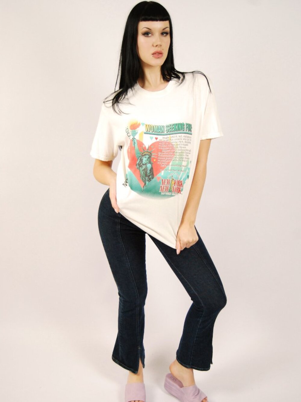 90s New York New York T-Shirt (M) white vintage medium funny graphic tee Vegas